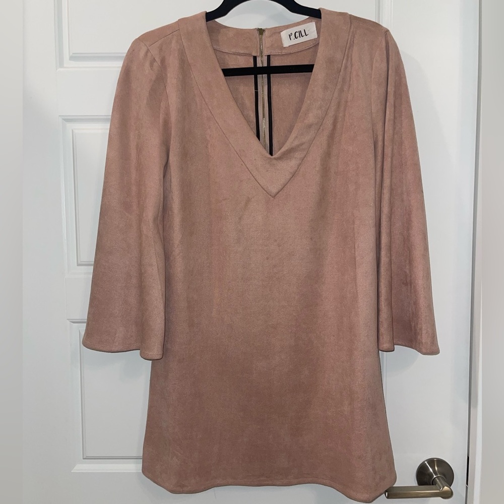 ADORABLE suede mini dress with *Bell Sleeves*